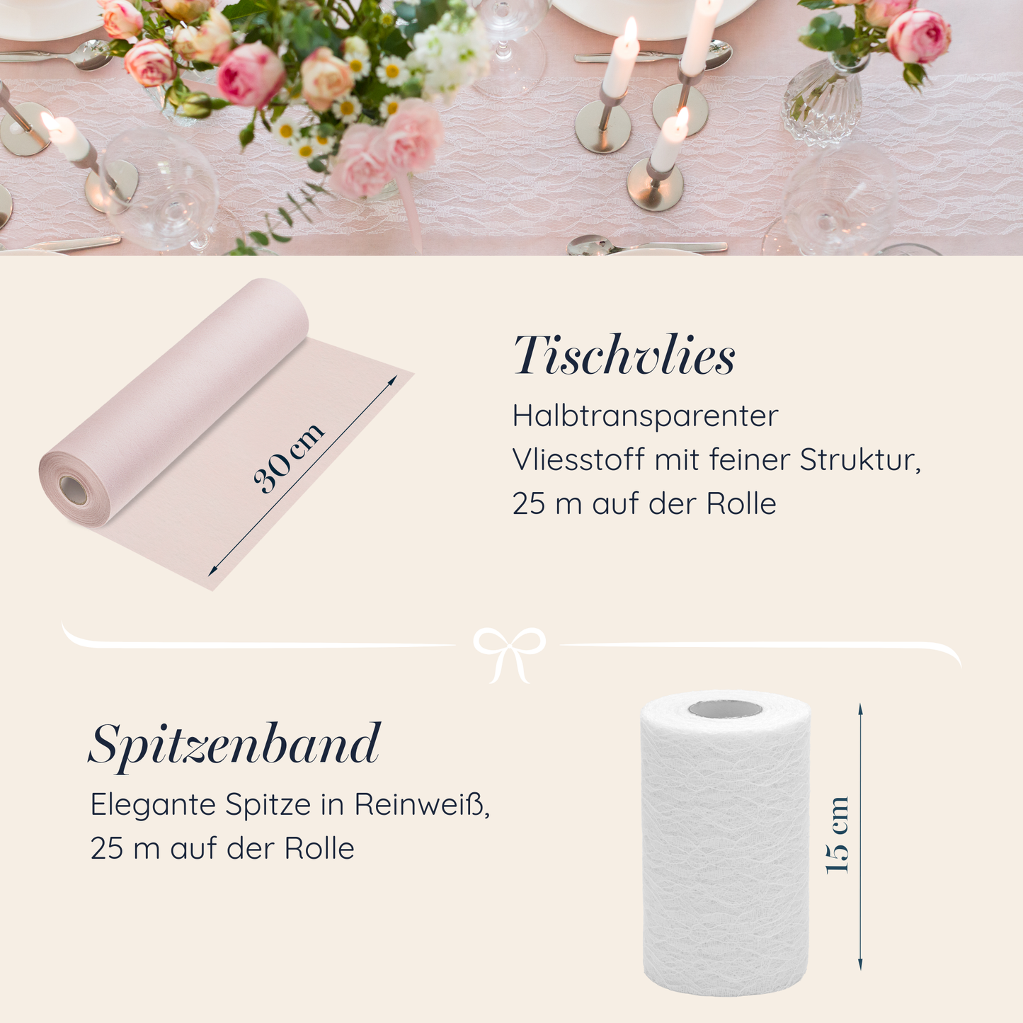Tischdeko Set in Blush Rosé und Weiß