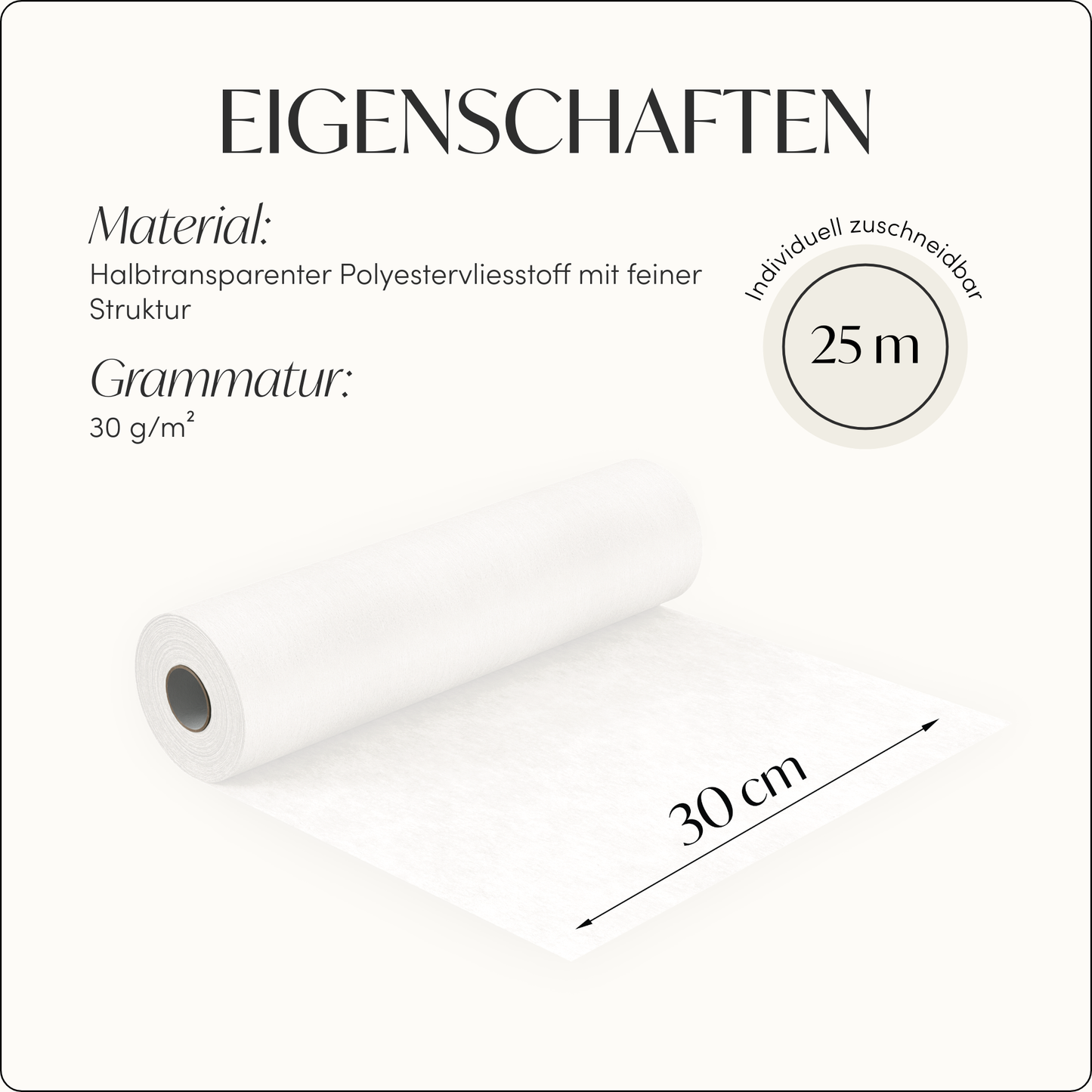 Tischläufer Vlies Creme Weiß