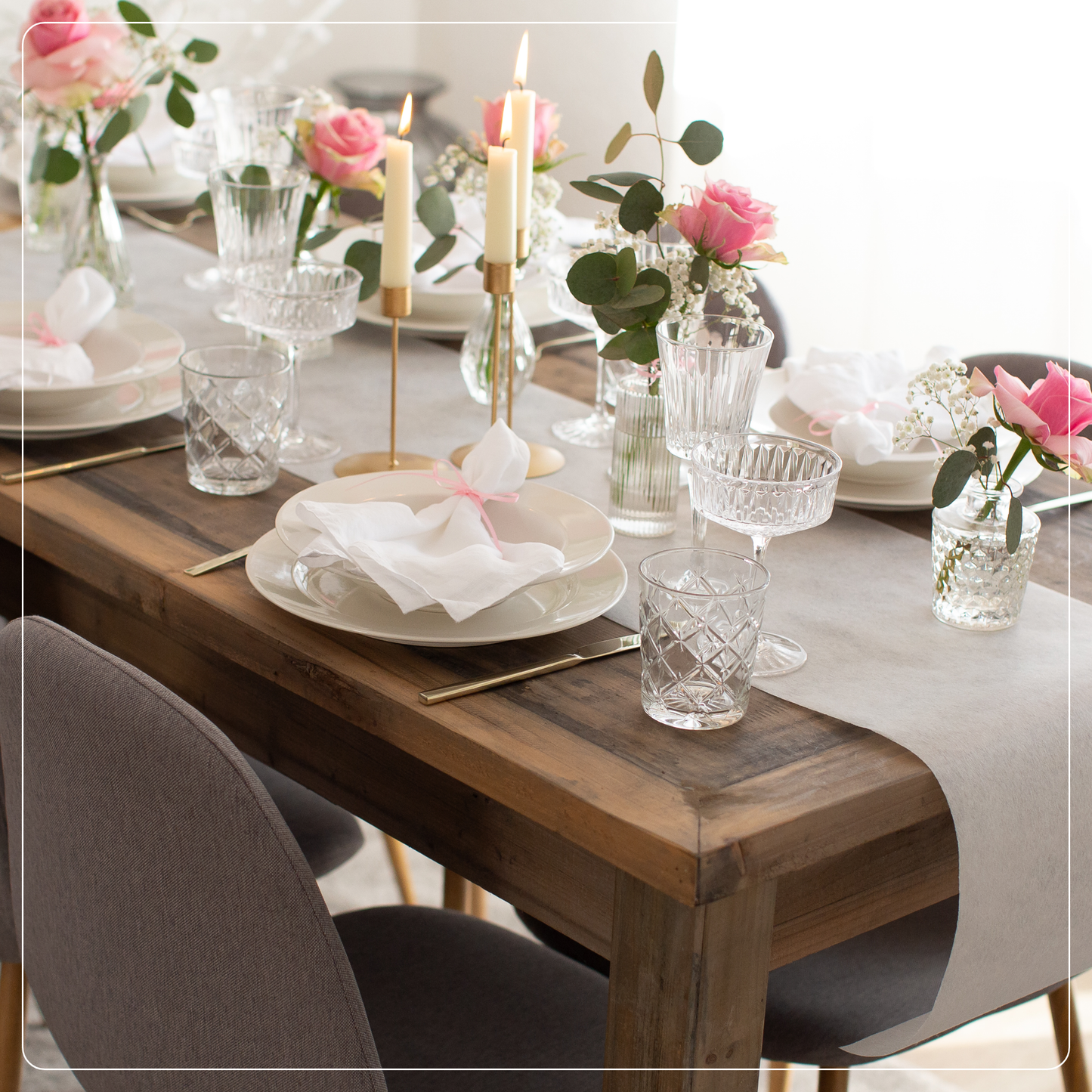 Tischläufer Vlies Creme Weiß