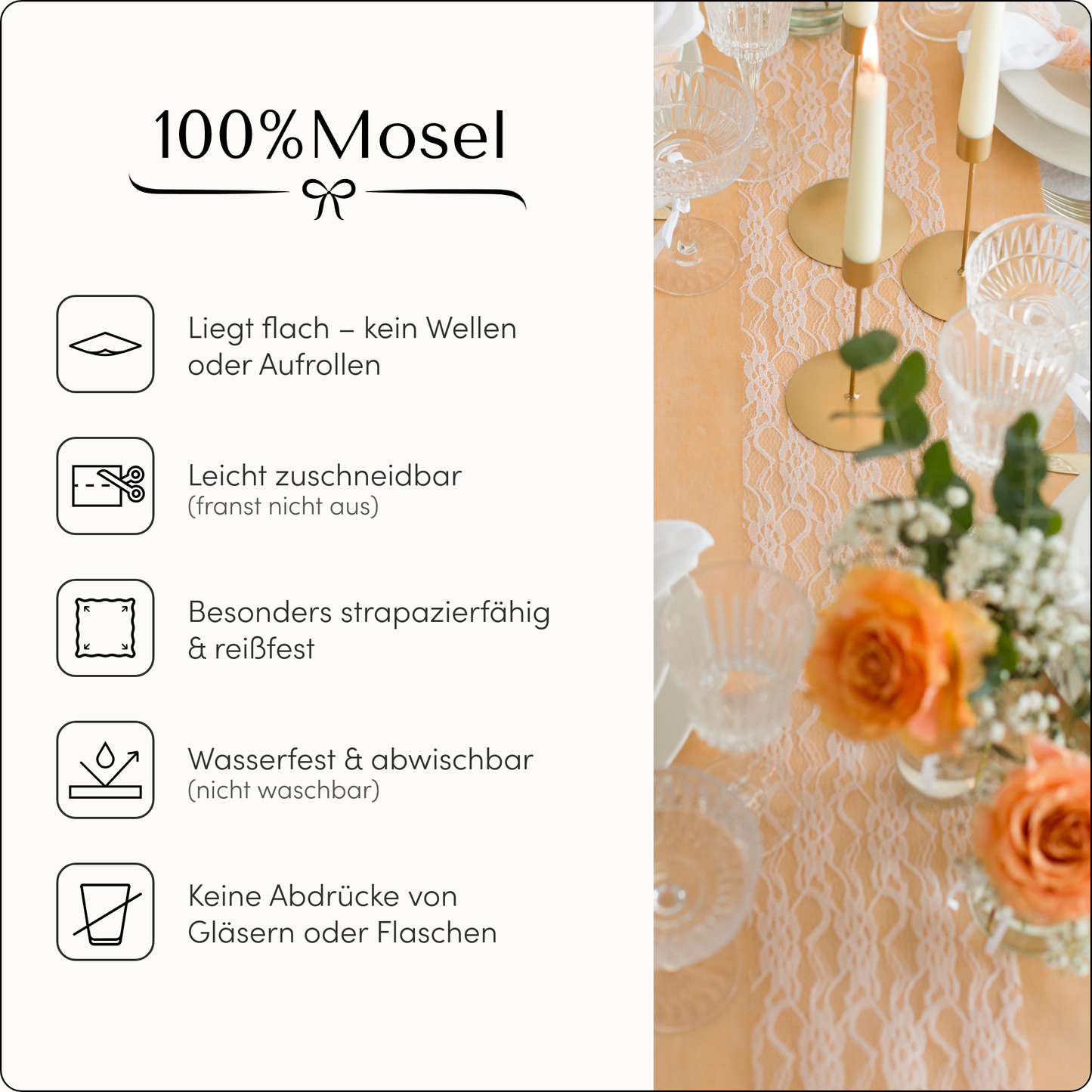 Tischläufer Vlies Peach Apricot
