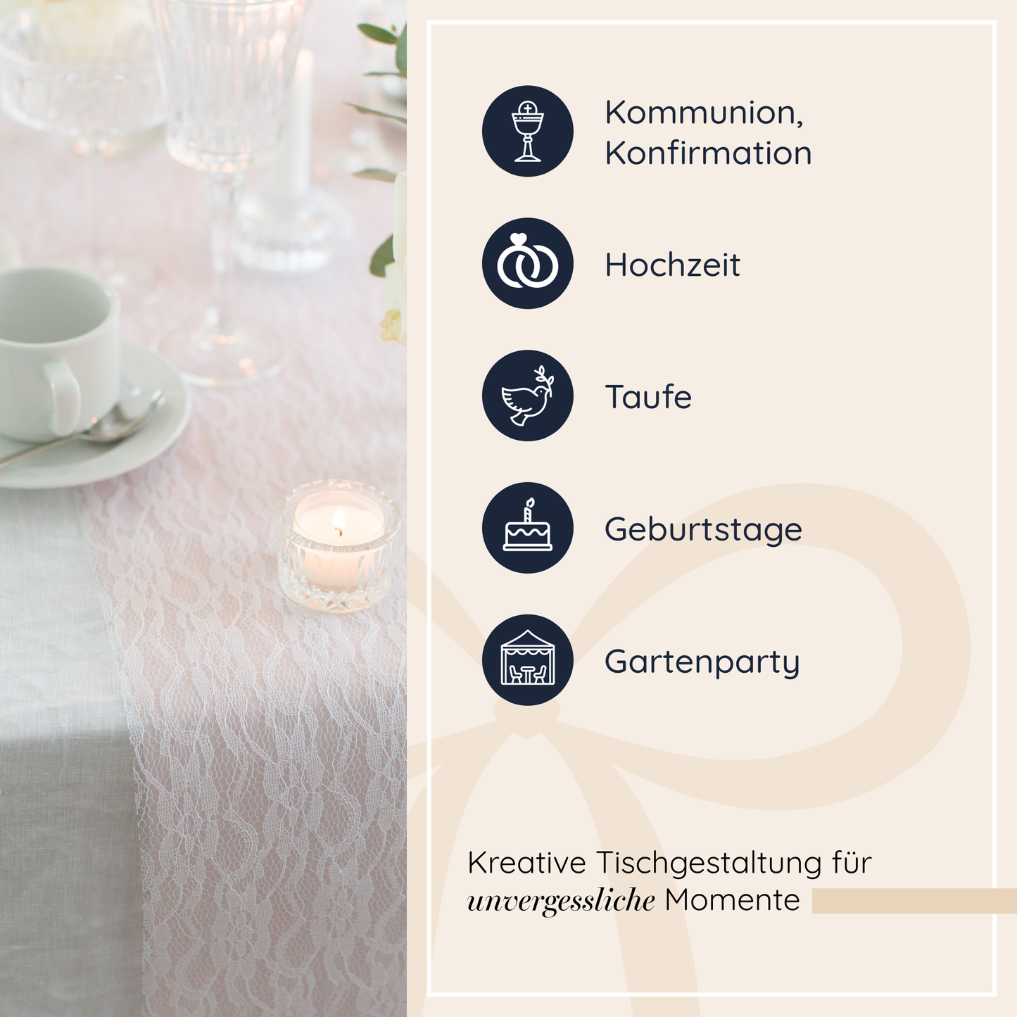 Tischdeko Set in Blush Rosé und Weiß, breite Spitze