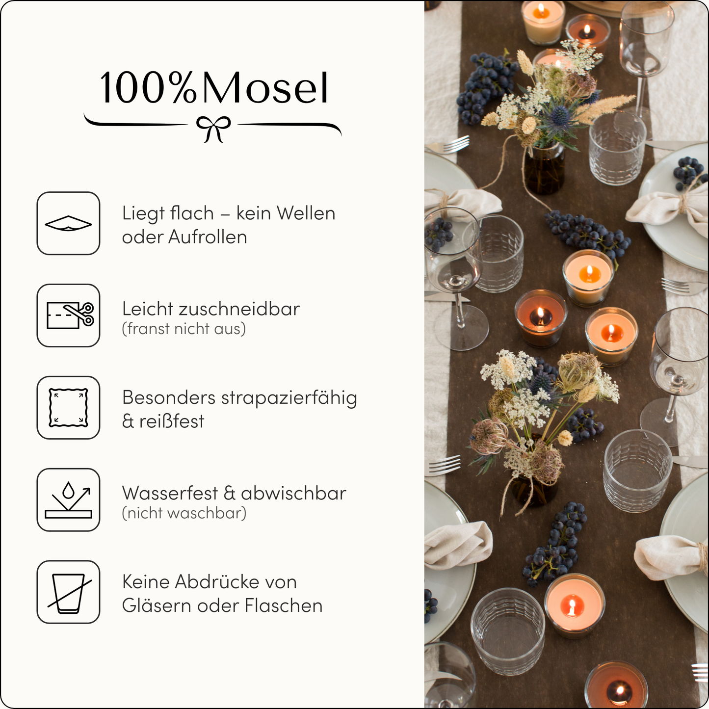 Tischläufer Vlies Schokoladen Braun