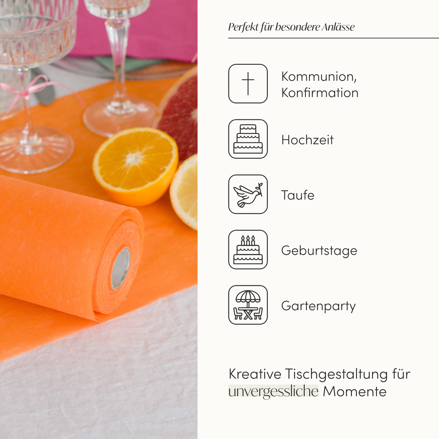Tischläufer Vlies Orange