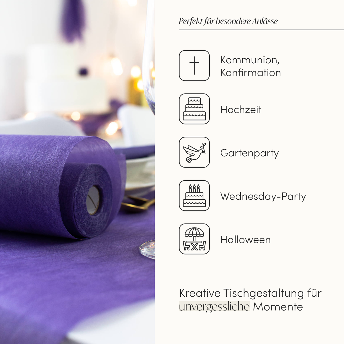 Tischläufer Vlies Lila