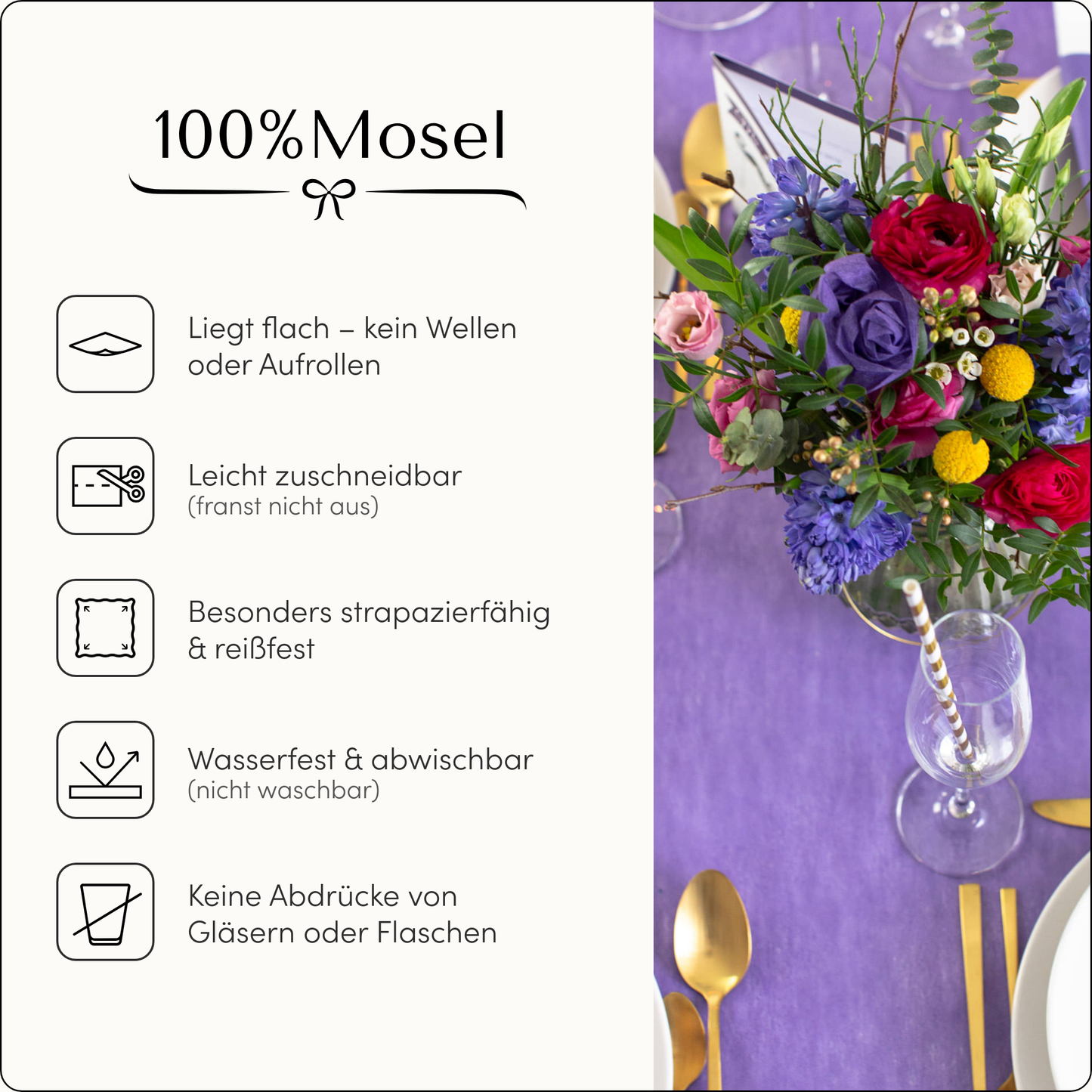 Tischläufer Vlies Lila