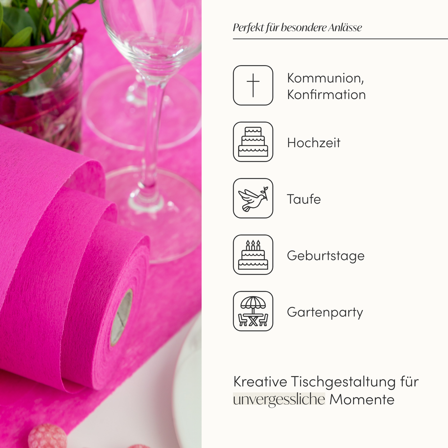Tischläufer Vlies Fuchsia Pink