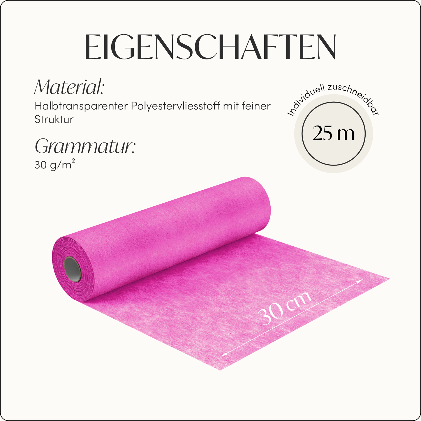 Tischläufer Vlies Fuchsia Pink