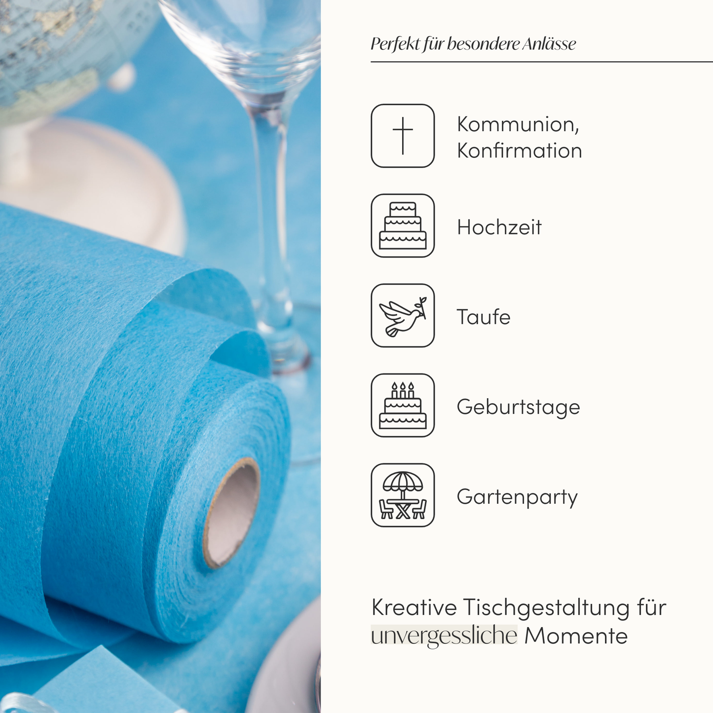 Tischläufer Vlies Aqua Blau