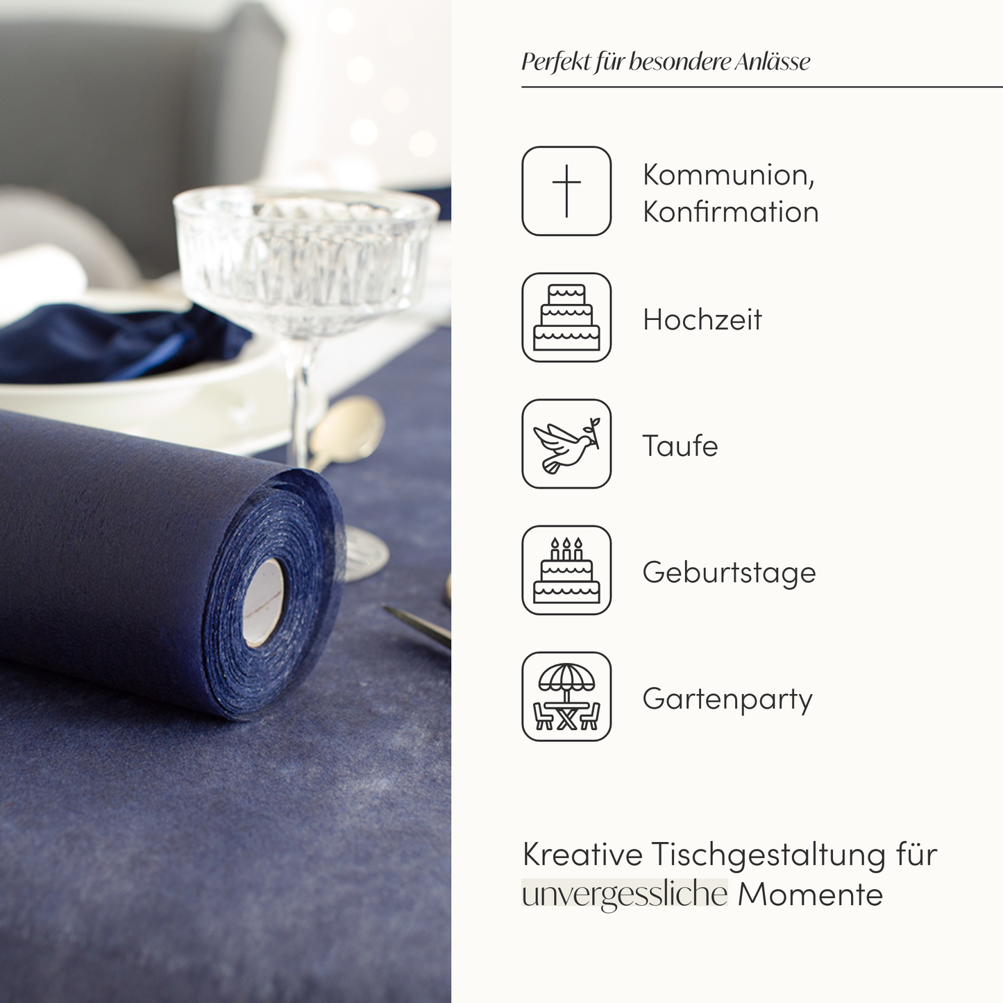 2. Wahl: Tischläufer Vlies Nachtblau
