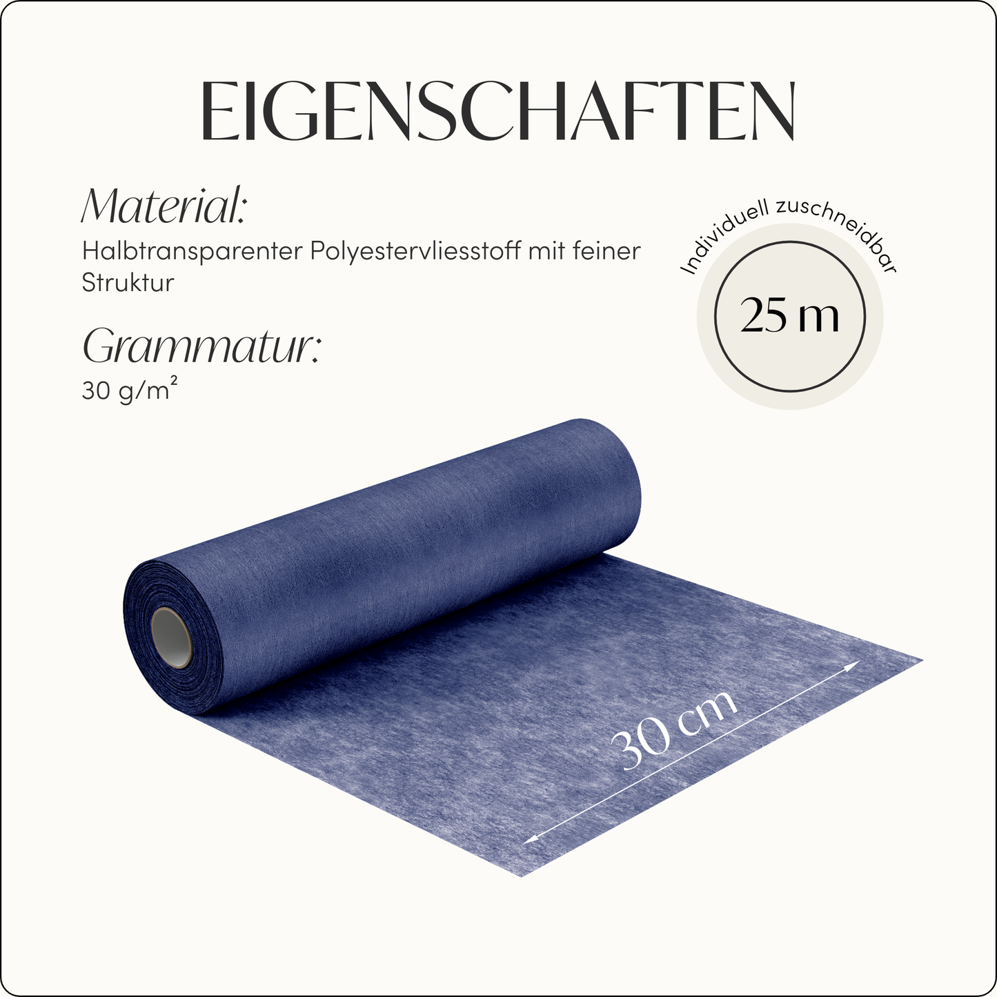 Tischläufer Vlies Nachtblau