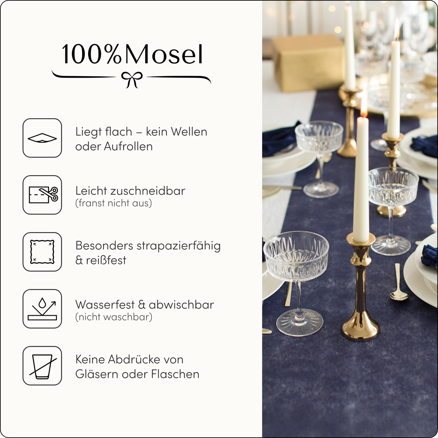 2. Wahl: Tischläufer Vlies Nachtblau