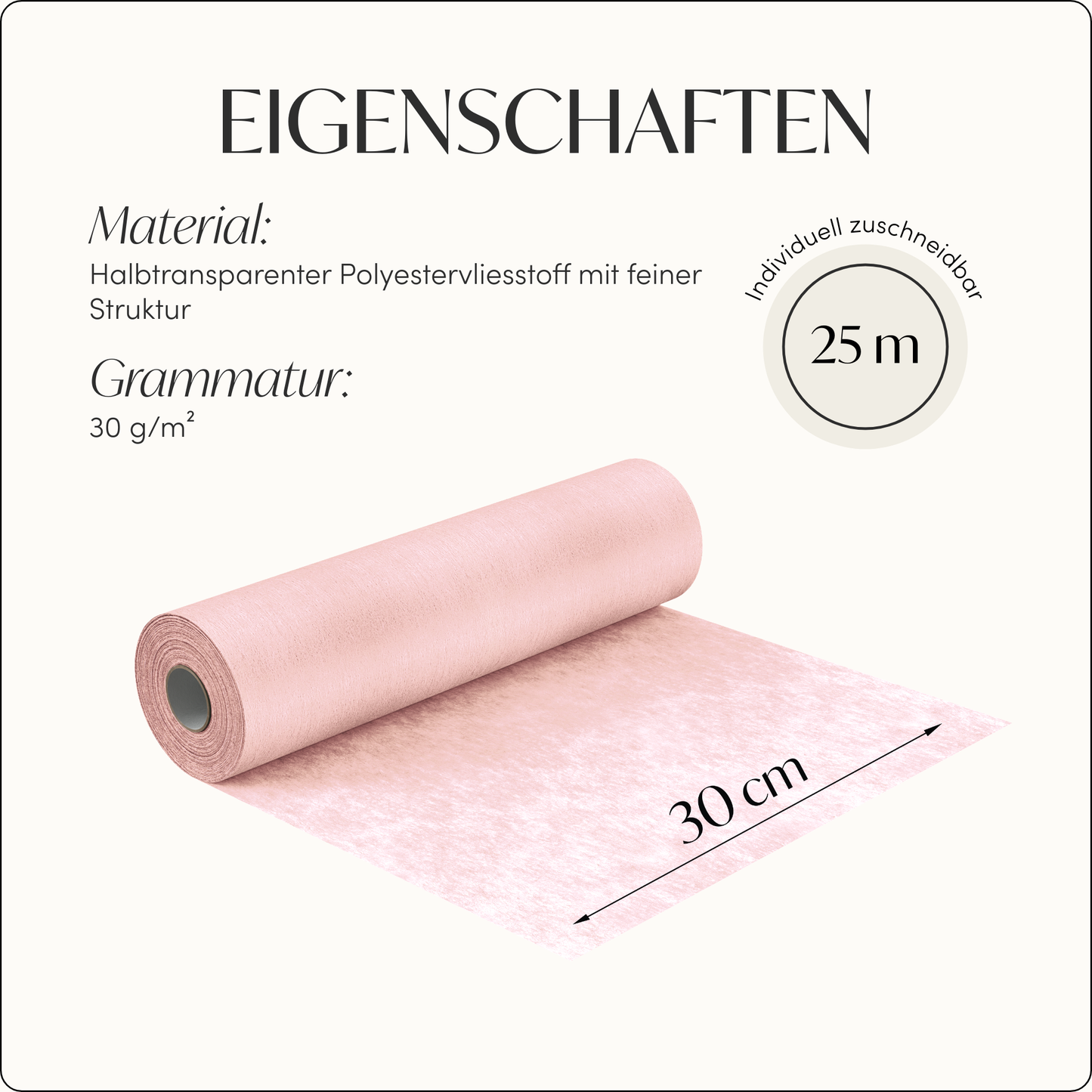 Tischläufer Vlies Blass Rosa