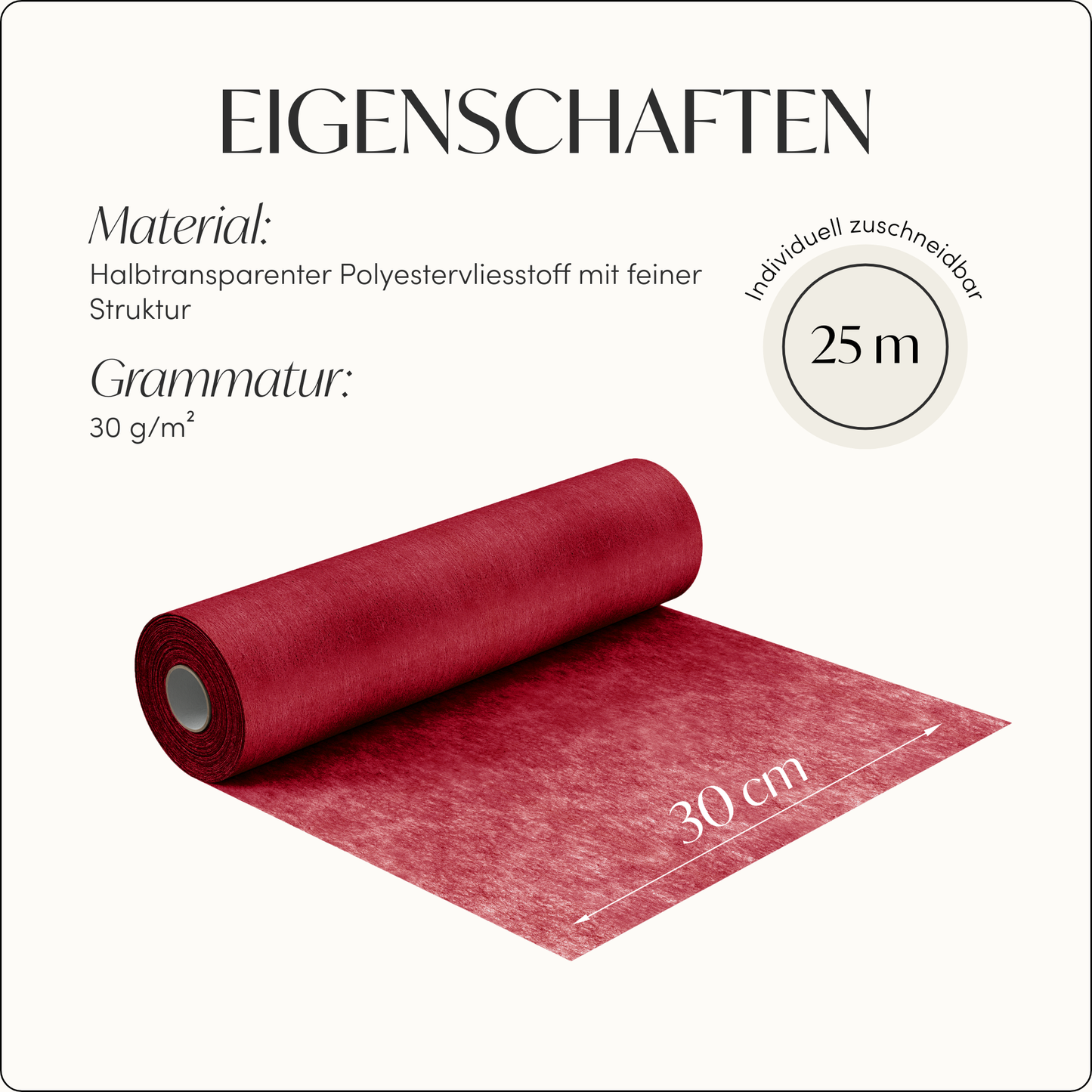 Tischläufer Vlies Bordeauxrot
