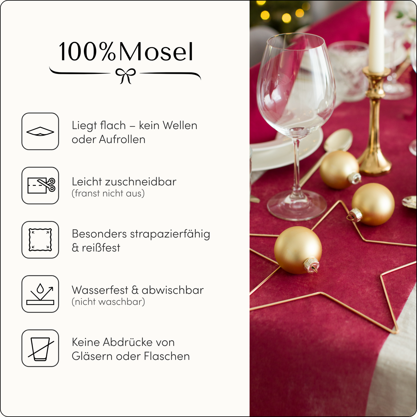 Tischläufer Vlies Bordeauxrot