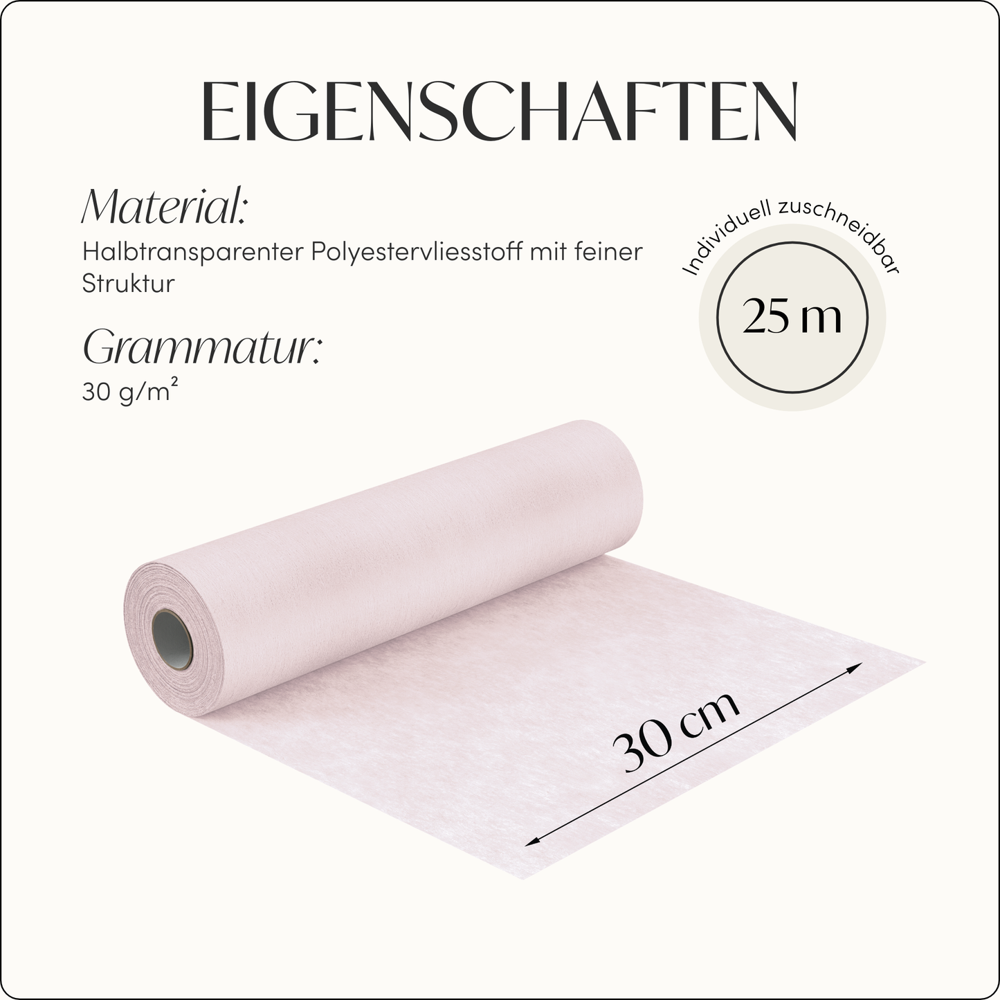 Tischläufer Vlies Blush Rosé
