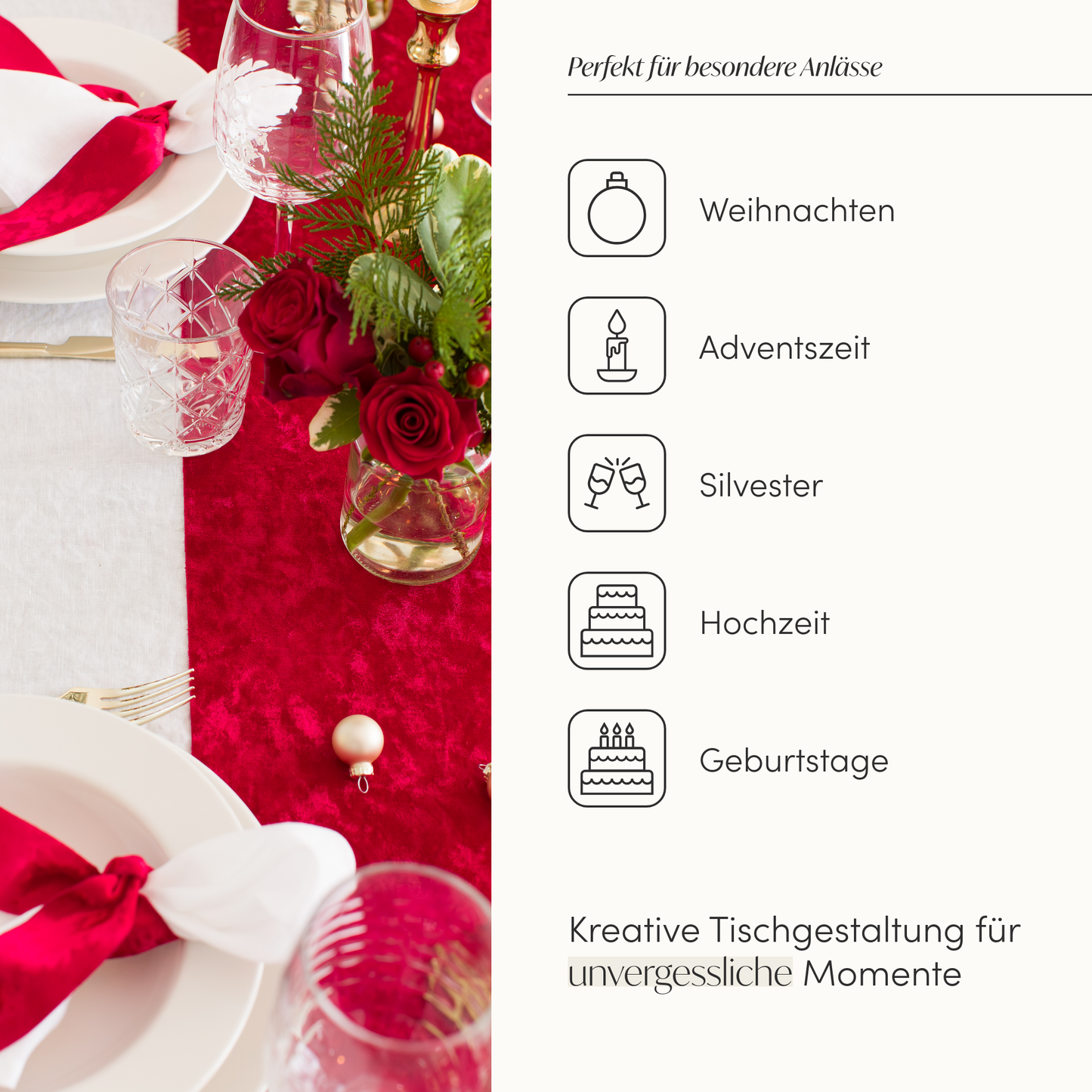 Tischläufer Samt Rot