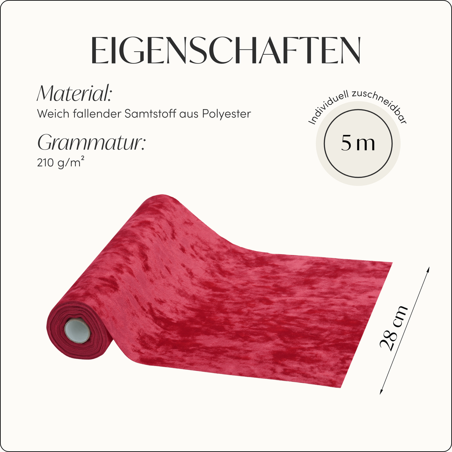 Tischläufer Samt Rot