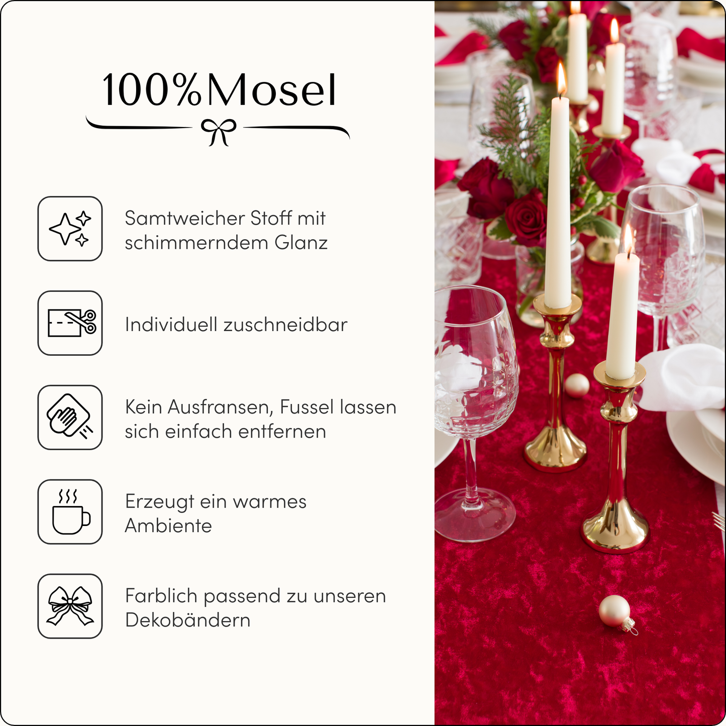 Tischläufer Samt Rot