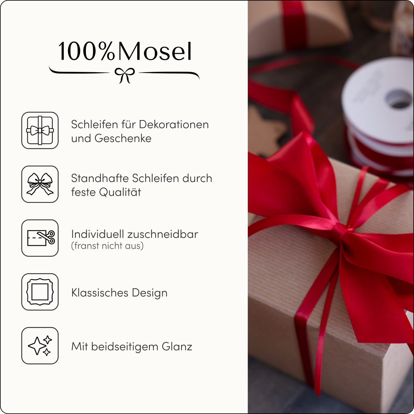 Satinband Rot, 50 mm