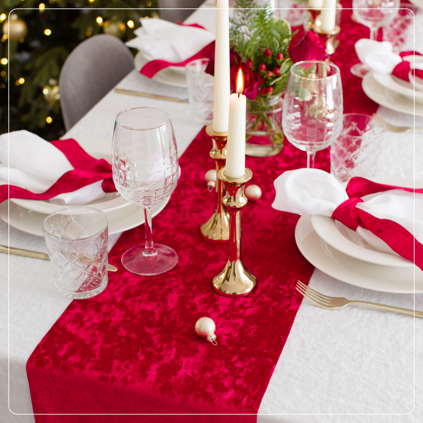 Tischläufer Samt Rot