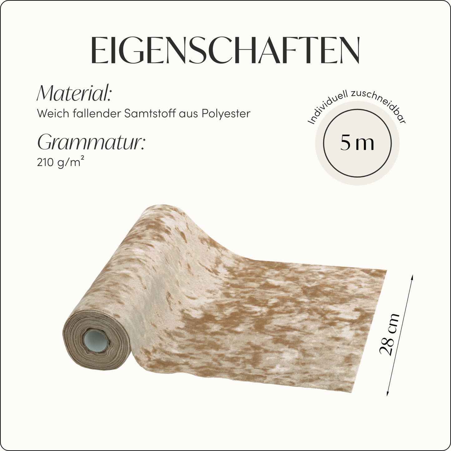 Tischläufer Samt Gold Beige