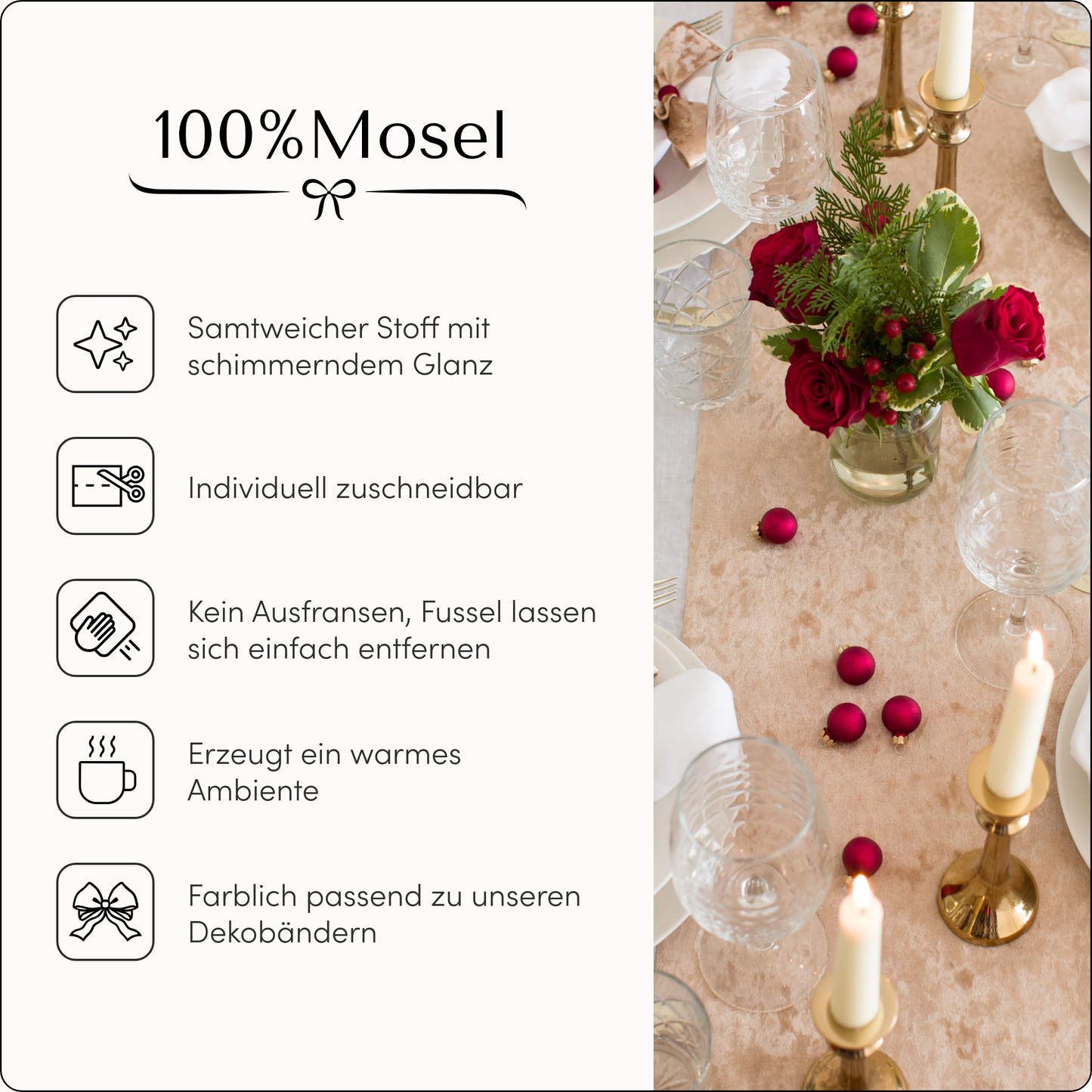 Tischläufer Samt Gold Beige