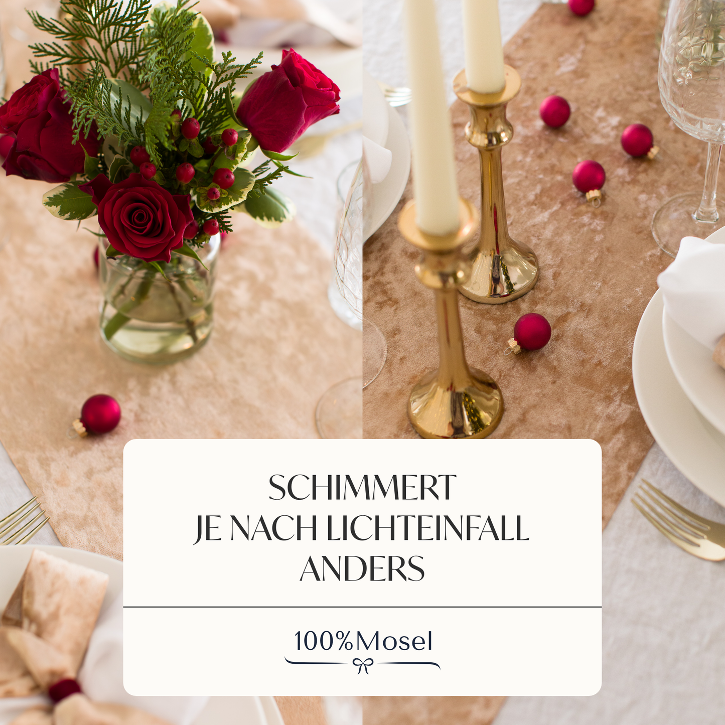 Tischläufer Samt Gold Beige