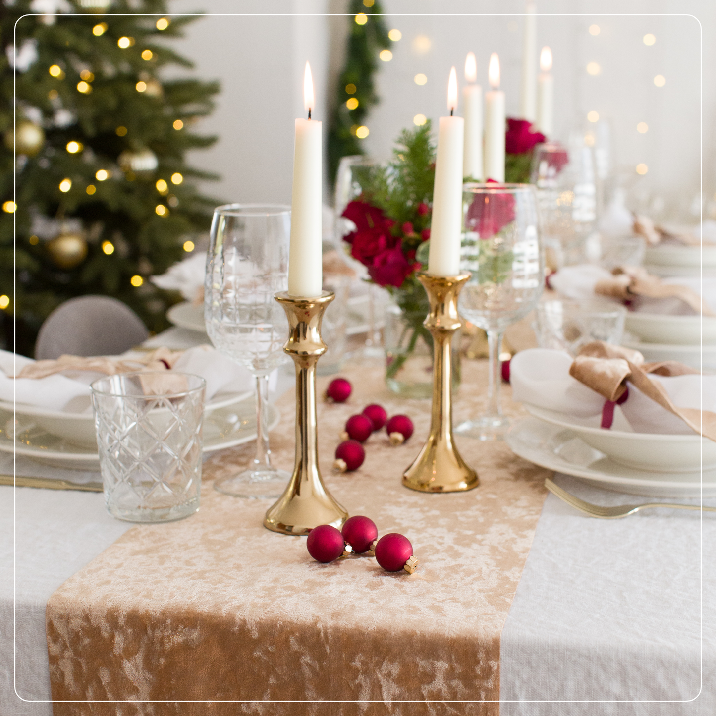 Tischläufer Samt Gold Beige