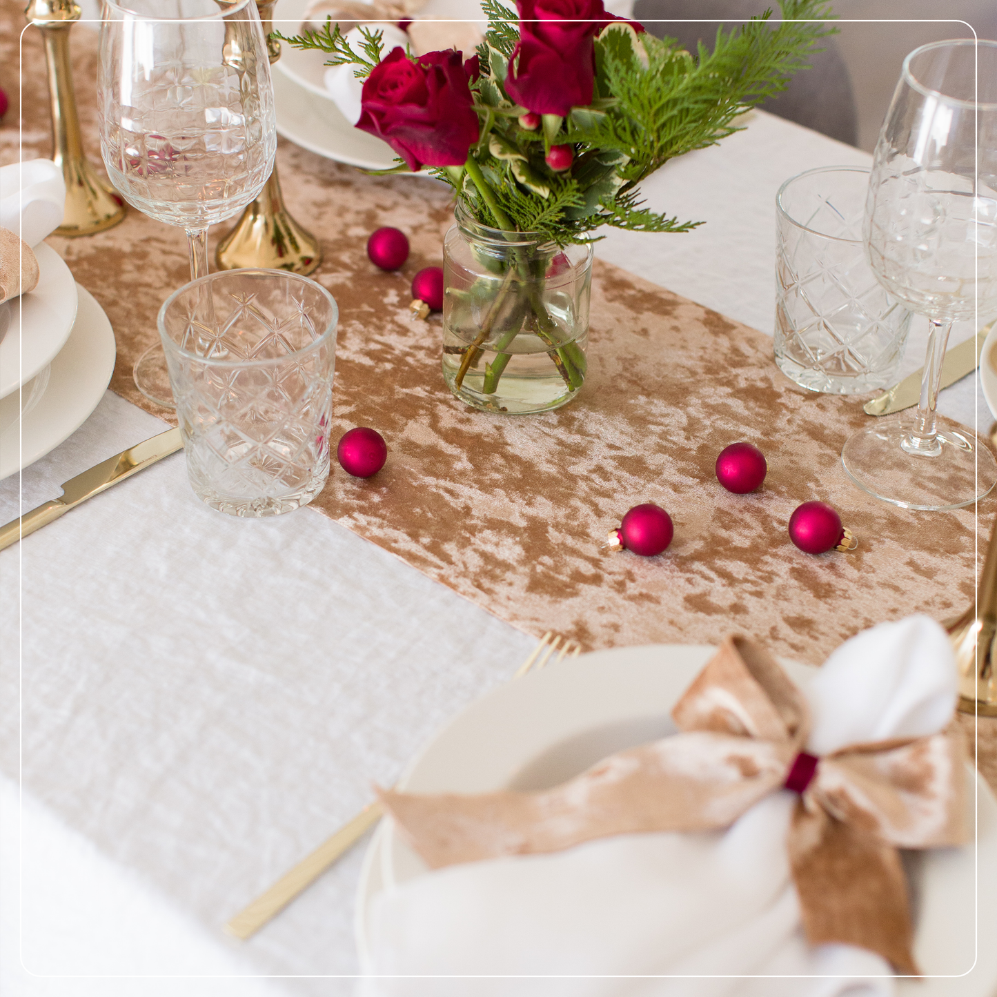 Tischläufer Samt Gold Beige