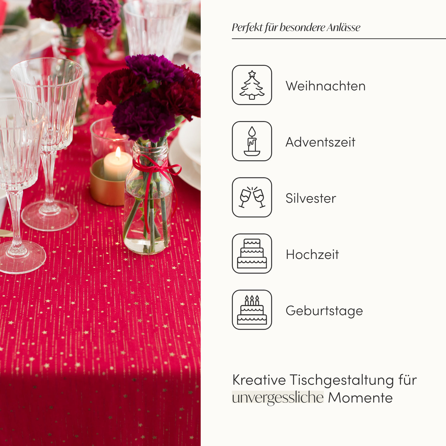 Tischläufer Sterne, Rot