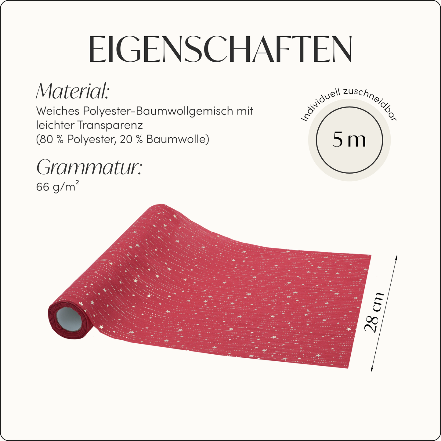 Tischläufer Sterne, Rot