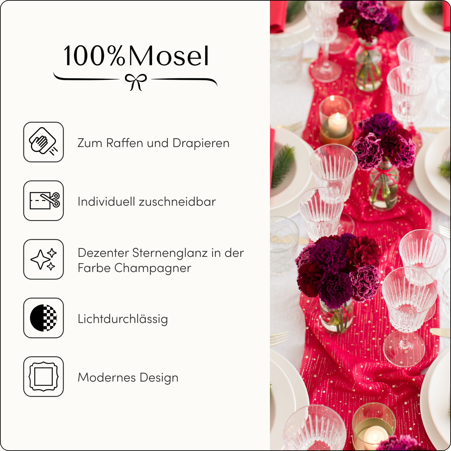 Tischläufer Sterne, Rot