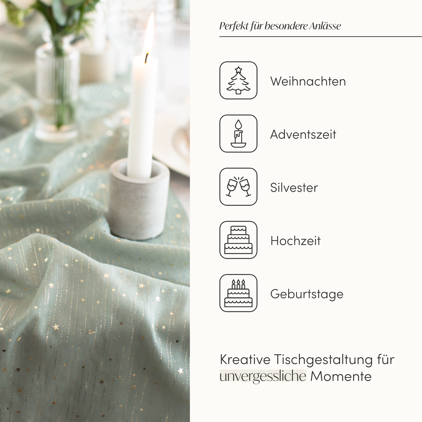 Tischläufer Sterne, Grün