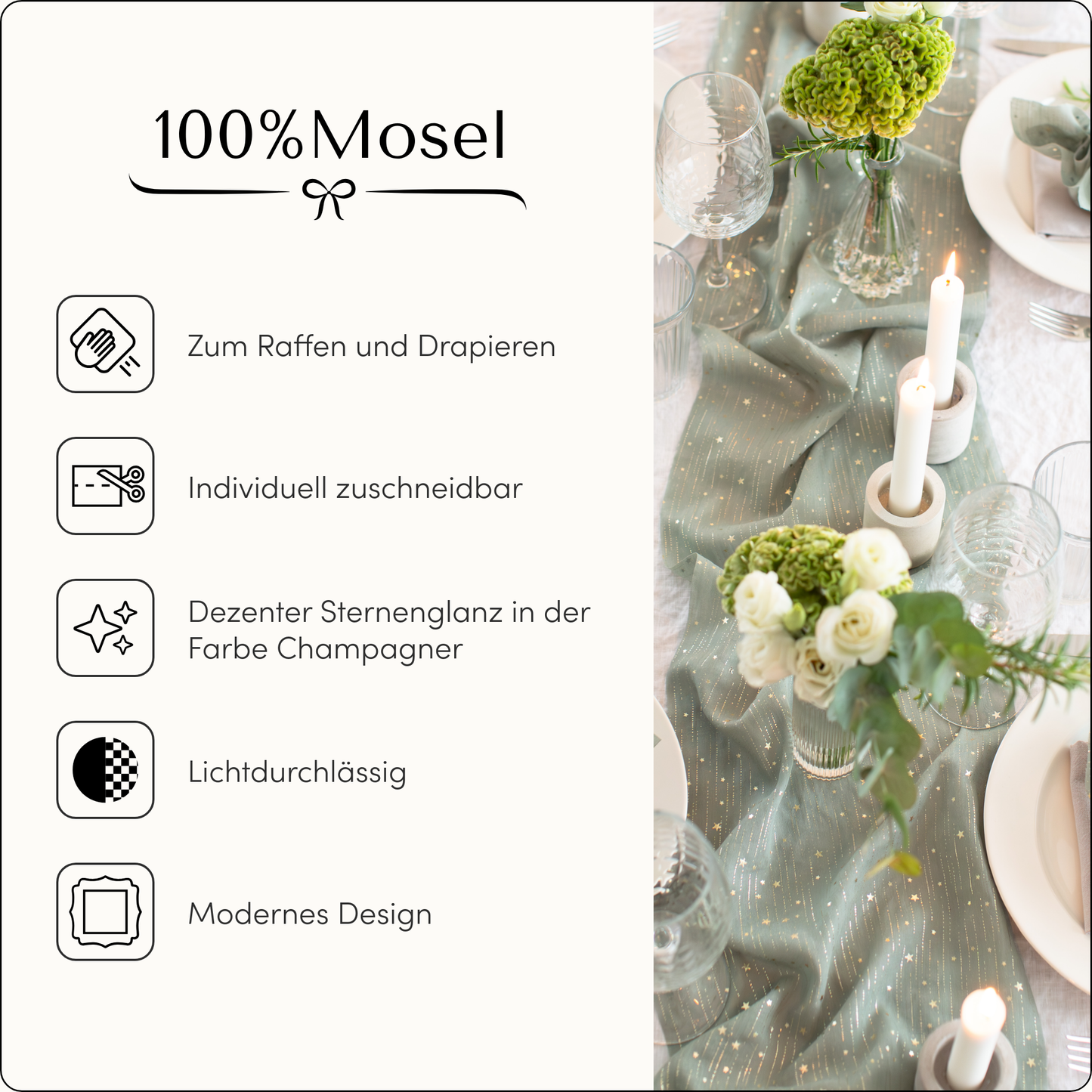 Tischläufer Sterne, Grün