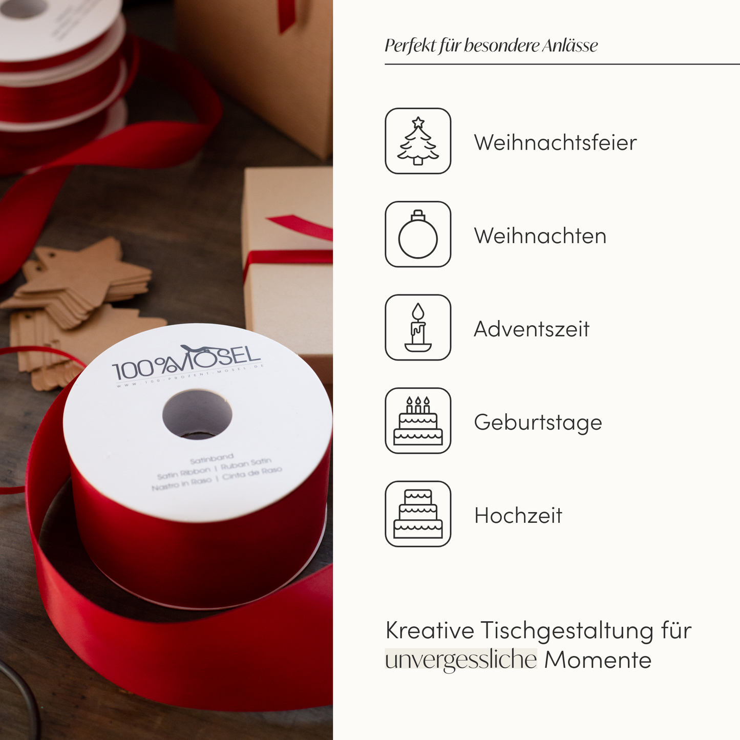 Satinband Rot, 50 mm