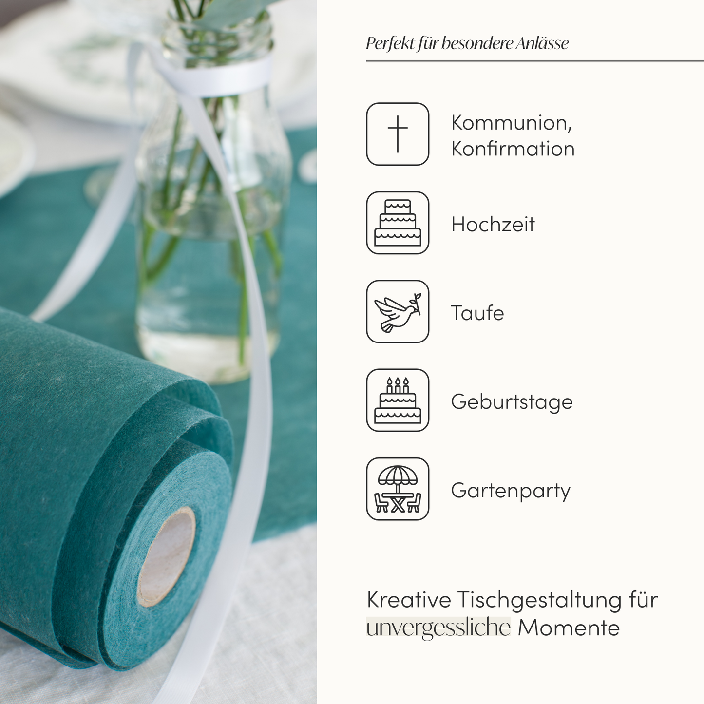 Tischläufer Vlies Petrol Grün