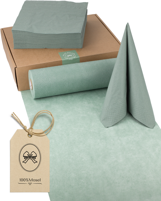 Tischdeko Set Tissue für 50 Gäste, Eukalyptus Grün