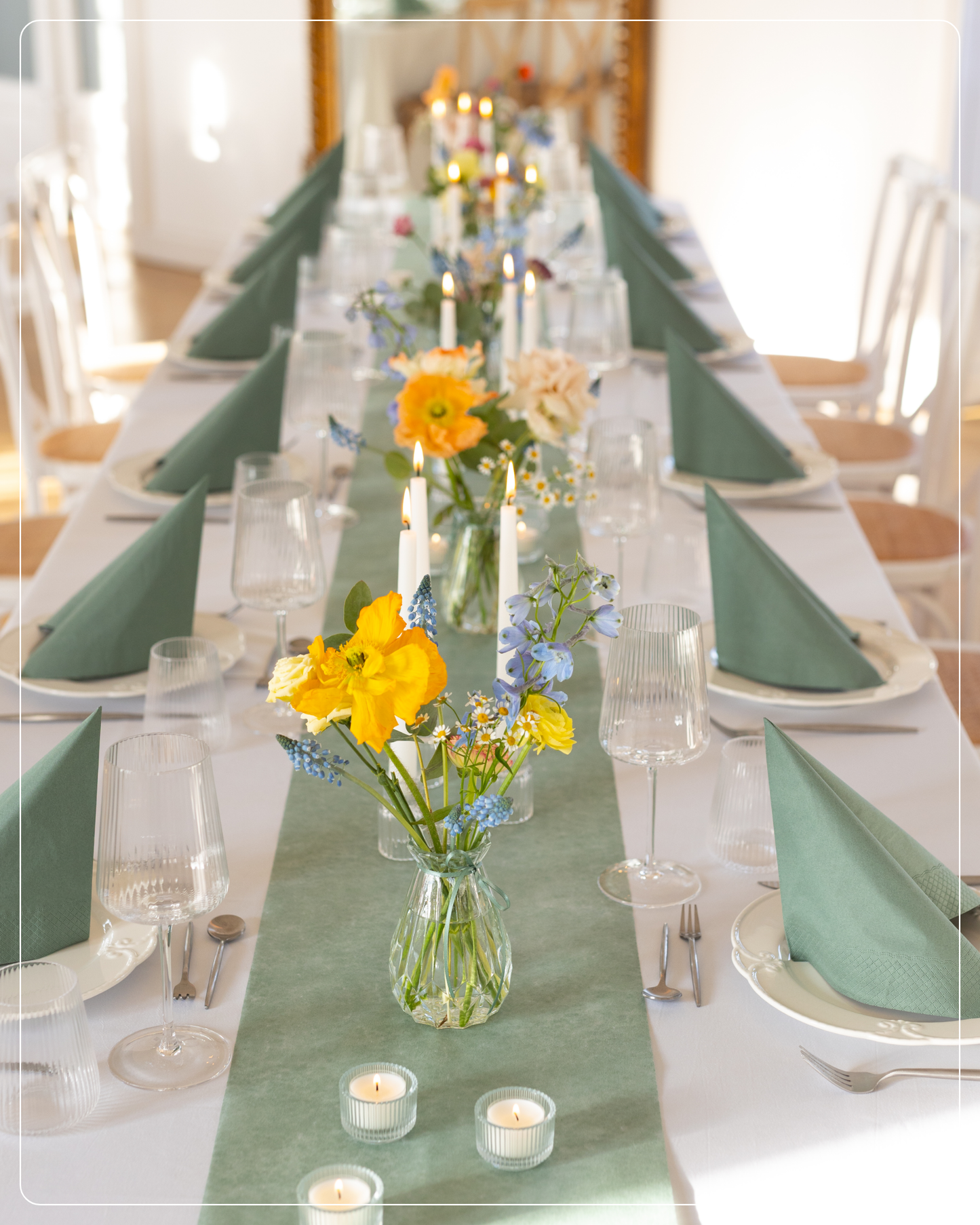 Tischdeko Set Tissue für 50 Gäste, Eukalyptus Grün