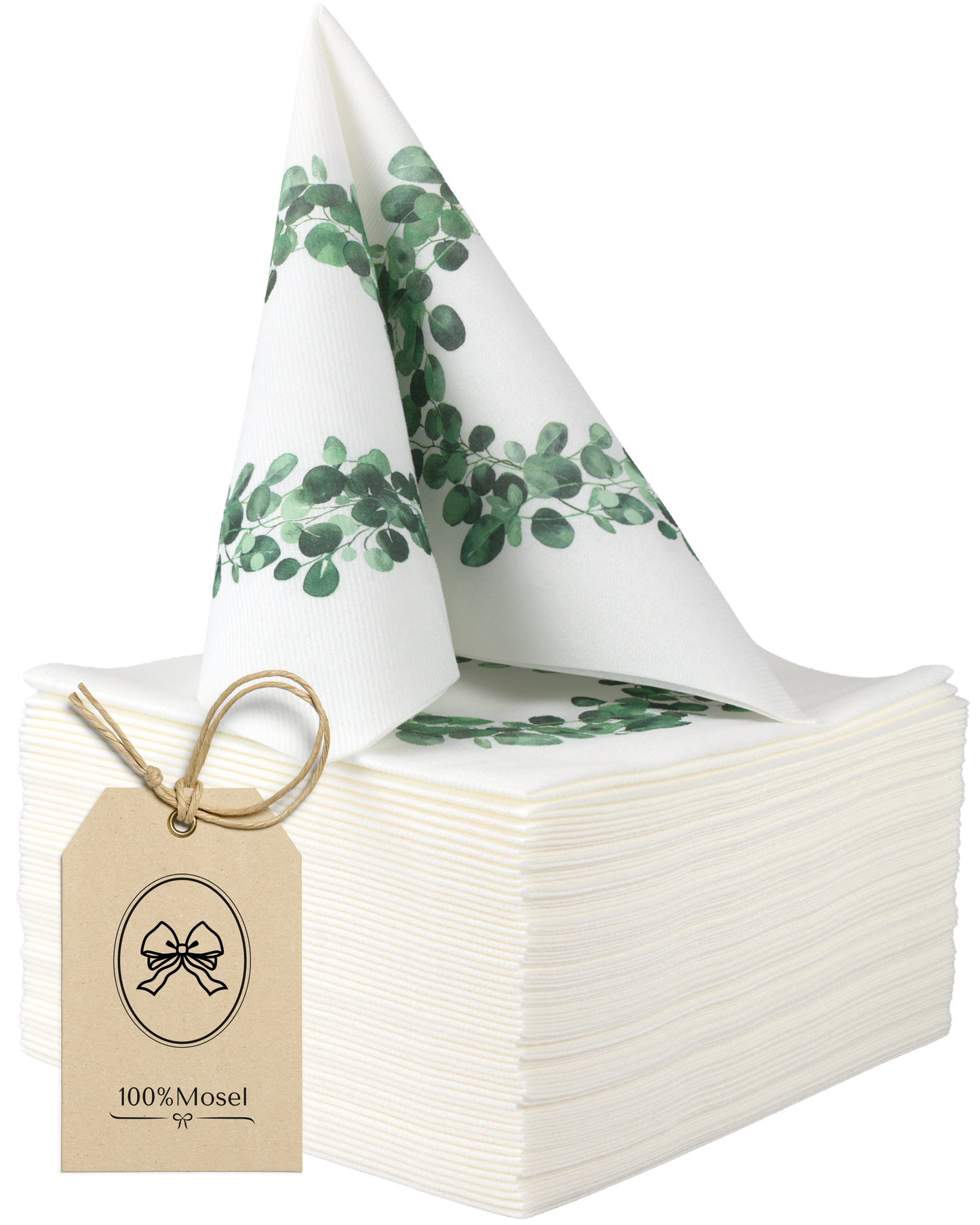 Airlaid Servietten Eukalyptus Kranz, 40 x 40 cm