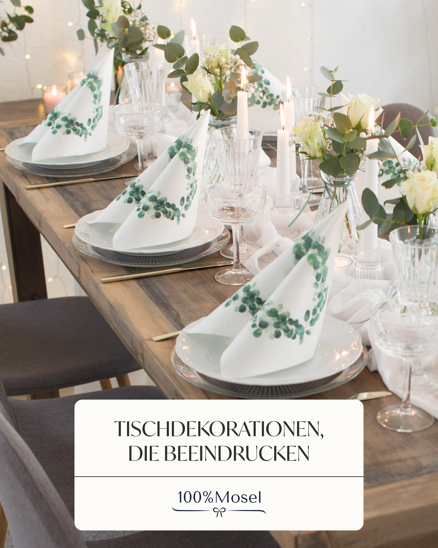 Airlaid Servietten Eukalyptus Kranz, 40 x 40 cm