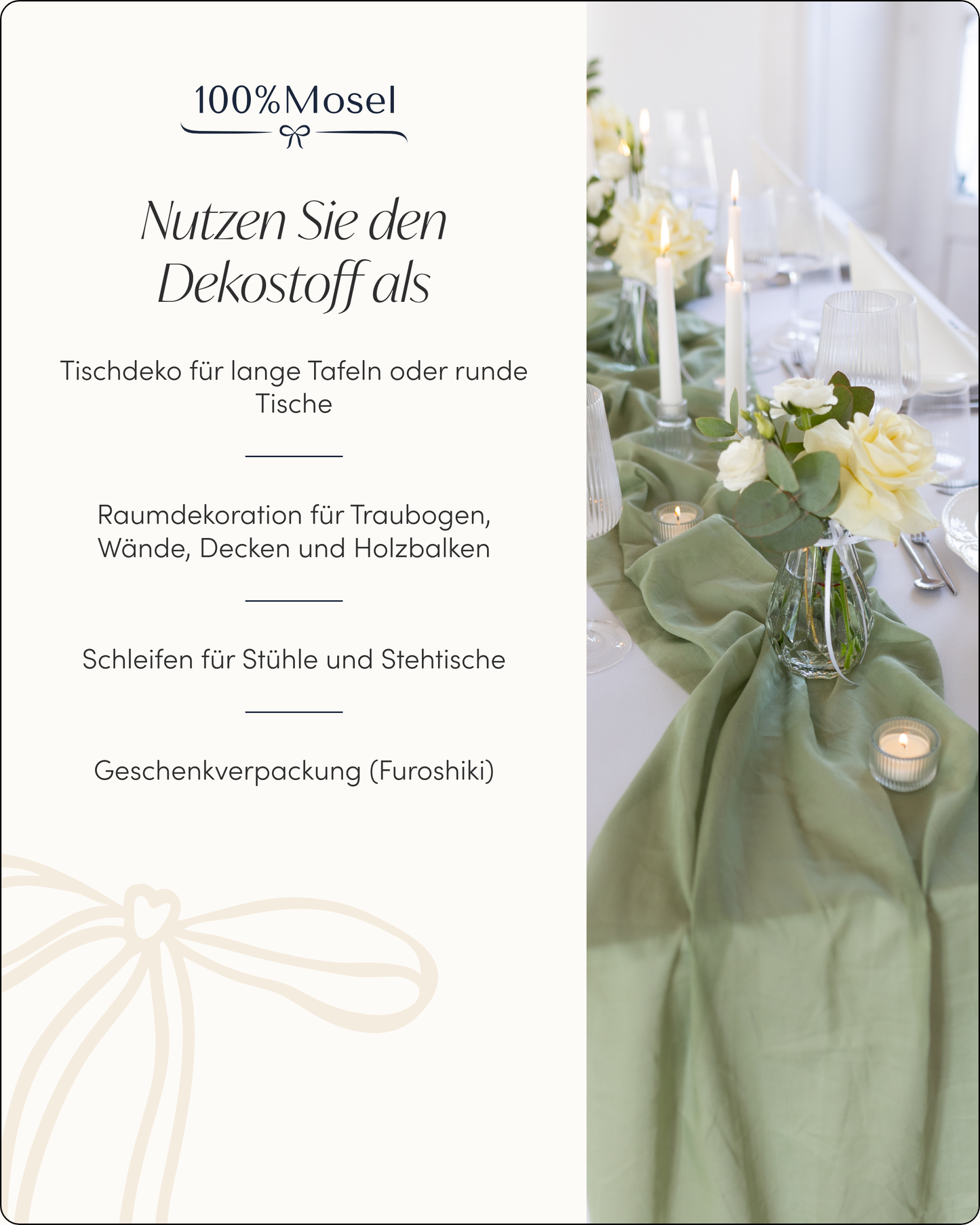 Musselin Tischläufer, Grün