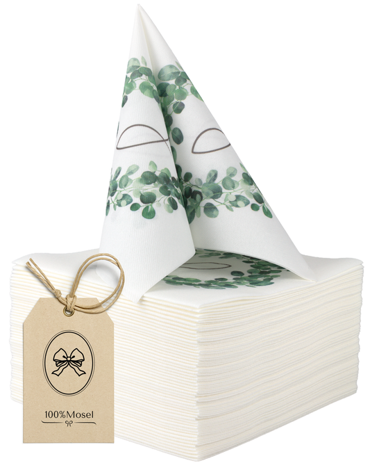 Airlaid Servietten Eukalyptus Kranz Fisch, 40 x 40 cm