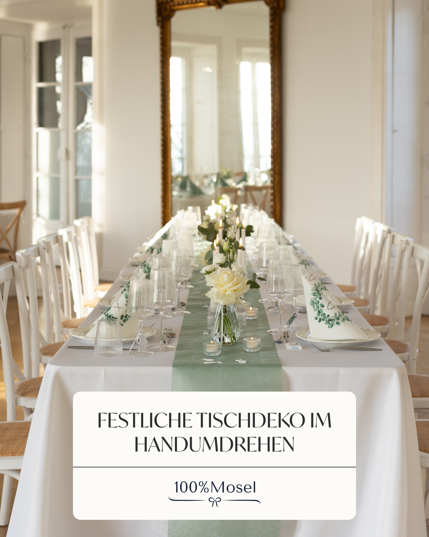 Tischdeko Set Kommunion für 50 Gäste, im Eukalyptus Design