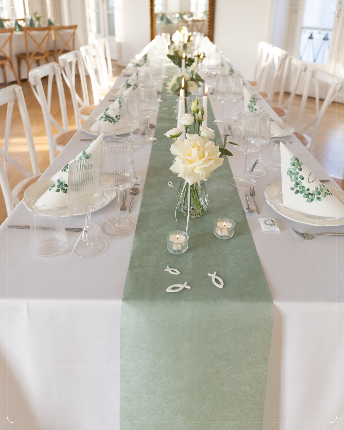 Tischdeko Set Kommunion für 50 Gäste, im Eukalyptus Design