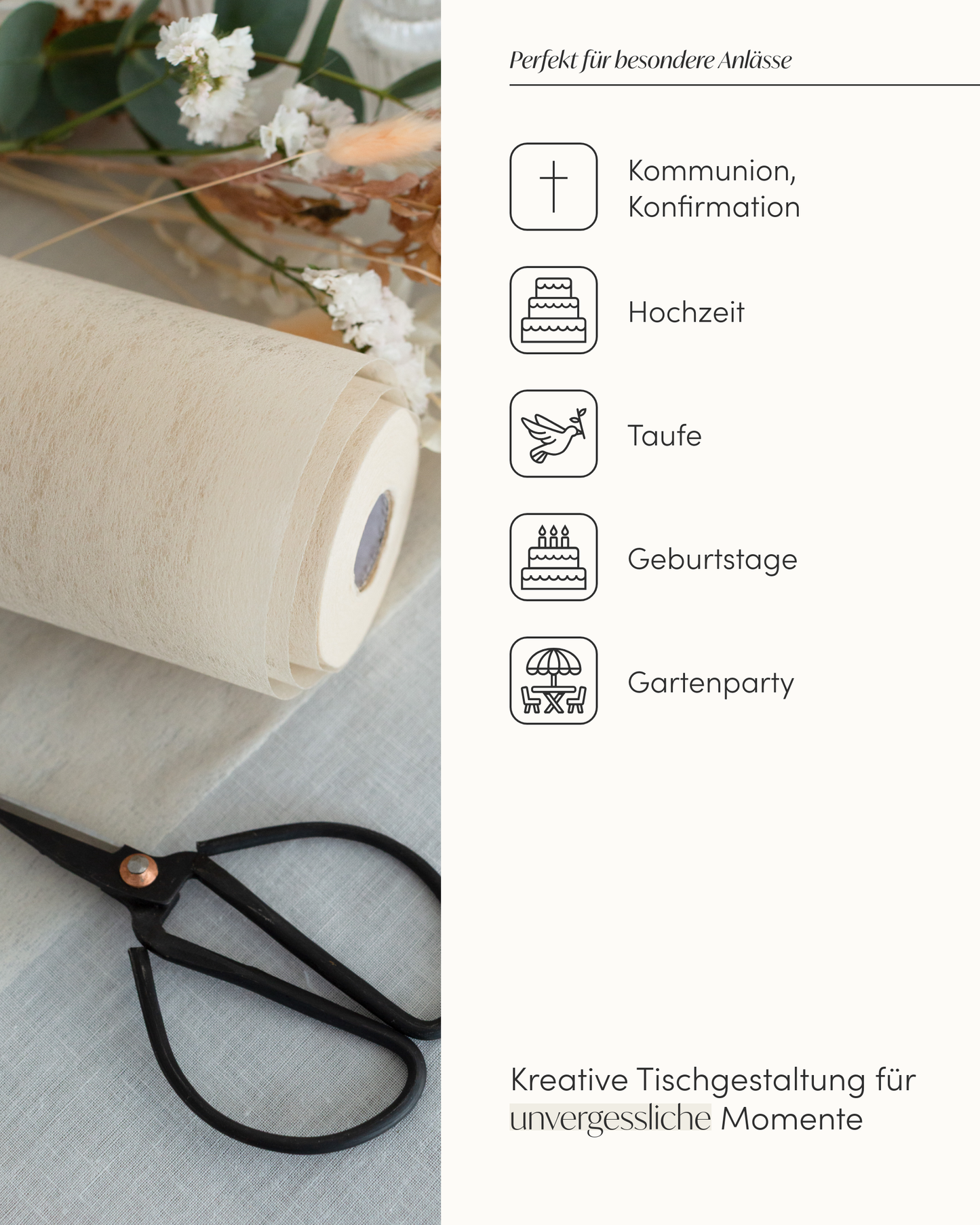 Tischläufer Vlies Sand Beige