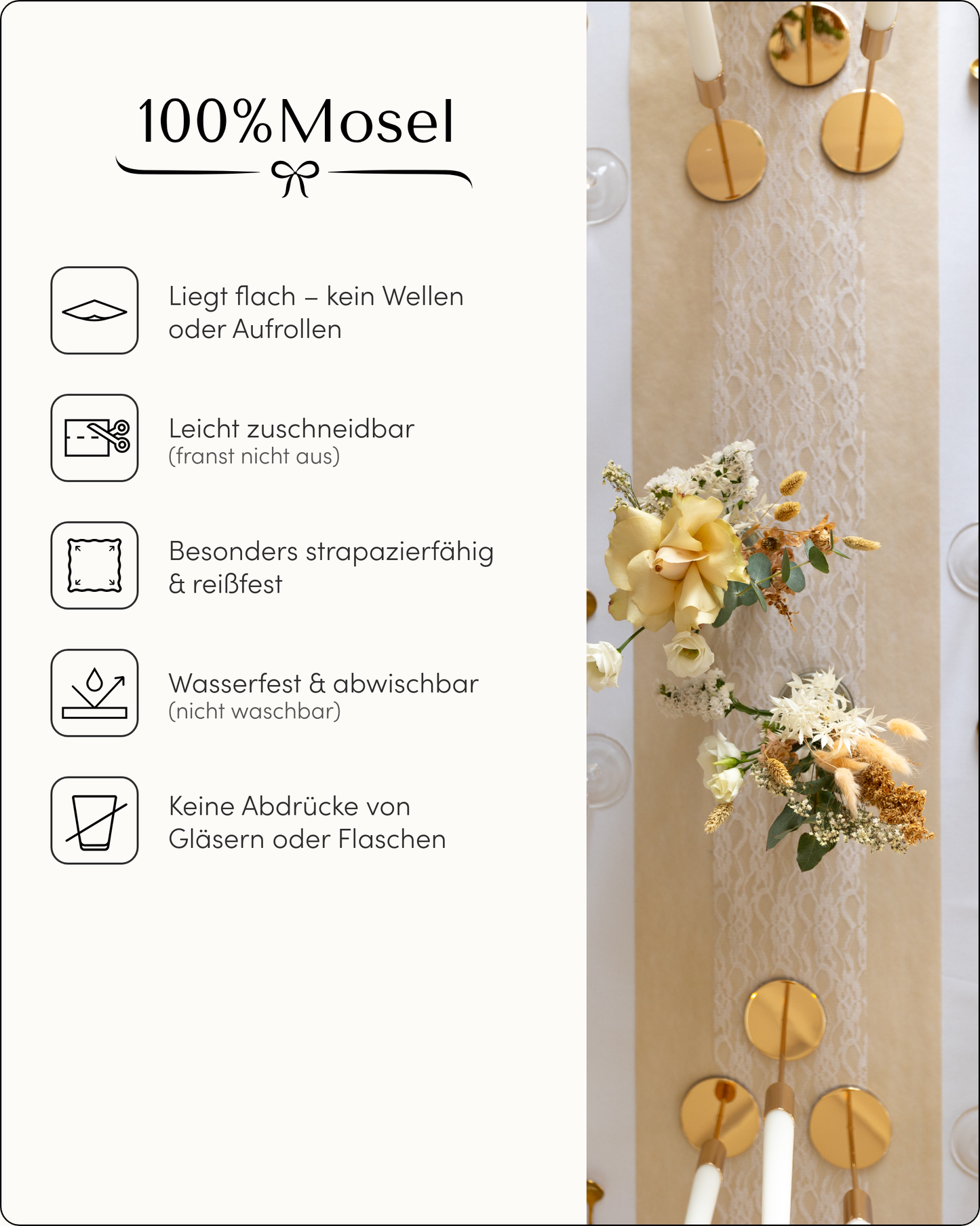 Tischläufer Vlies Sand Beige