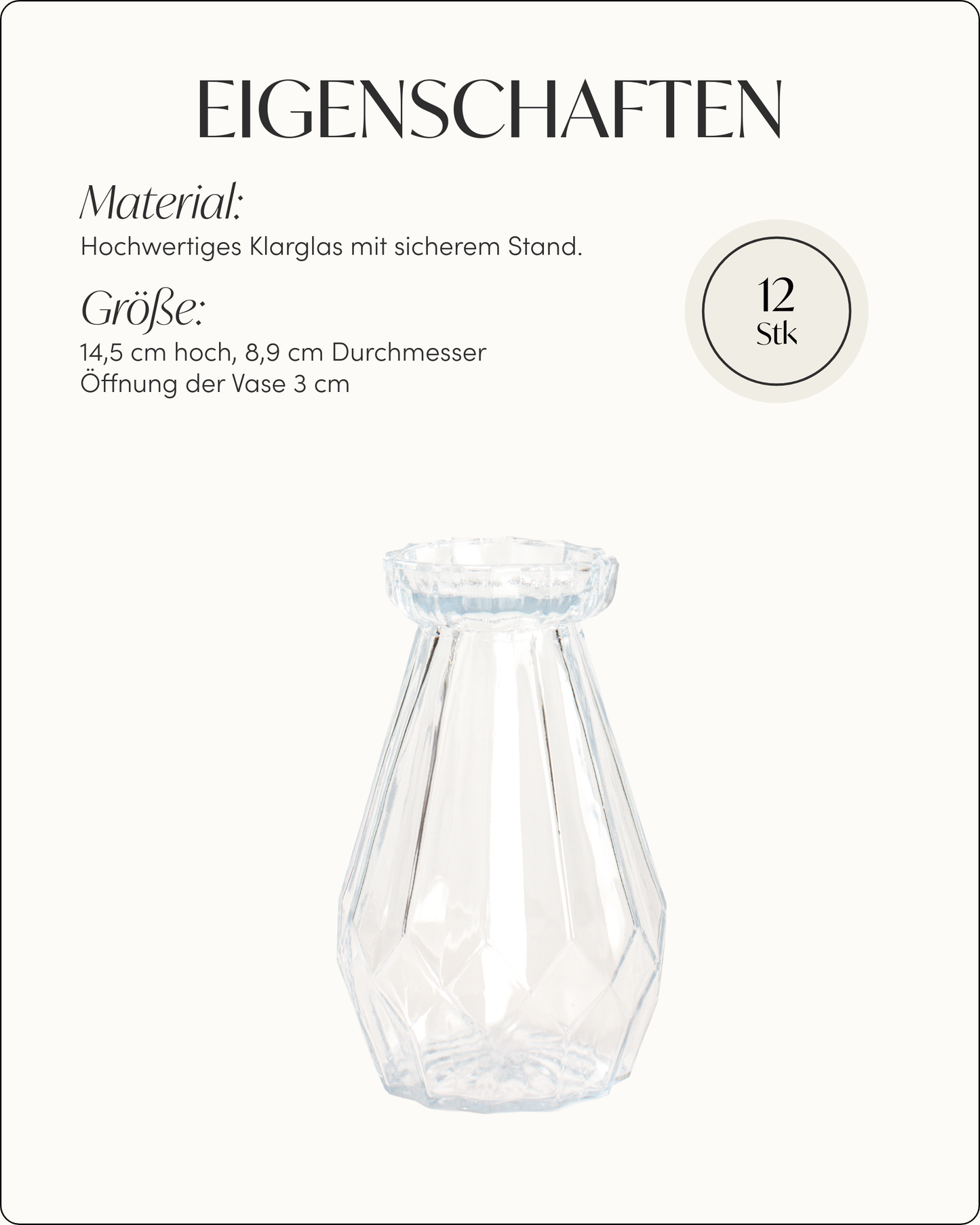 12 Glasvasen Diamant