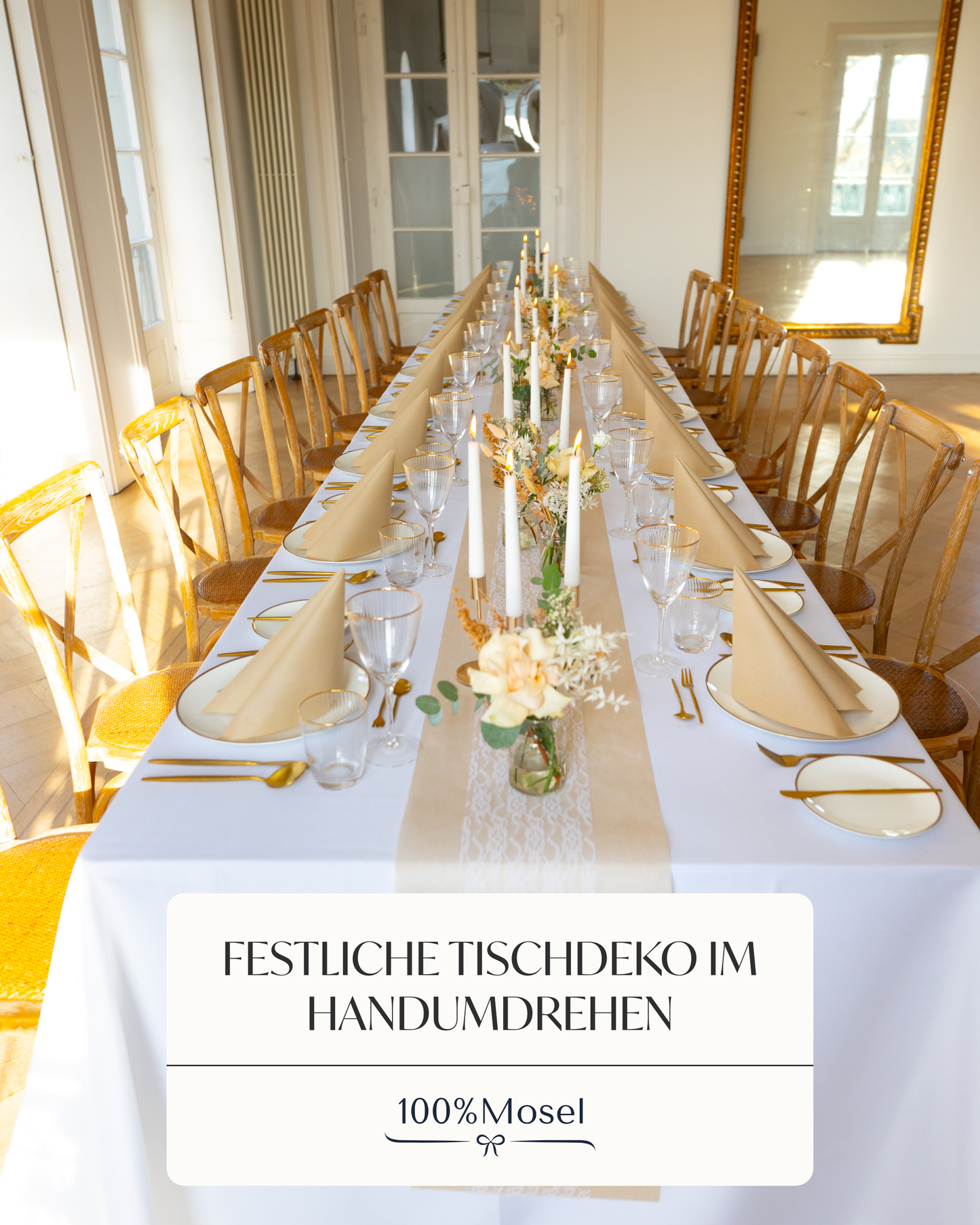 Tischdeko Set Airlaid für 50 Gäste, in Sand Beige und Weiß