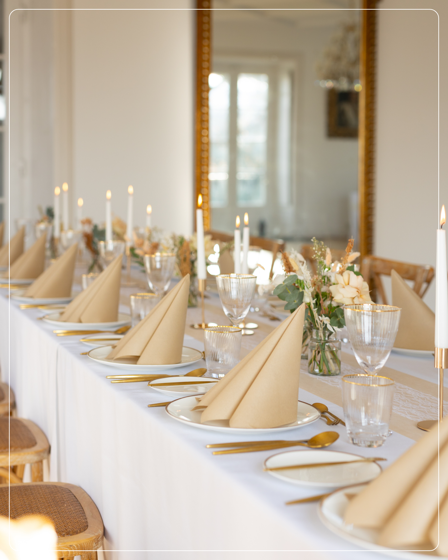 Tischdeko Set Airlaid für 50 Gäste, in Sand Beige und Weiß