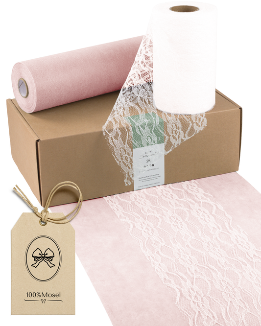 Tischläufer Set in Blush Rosé und Weiß